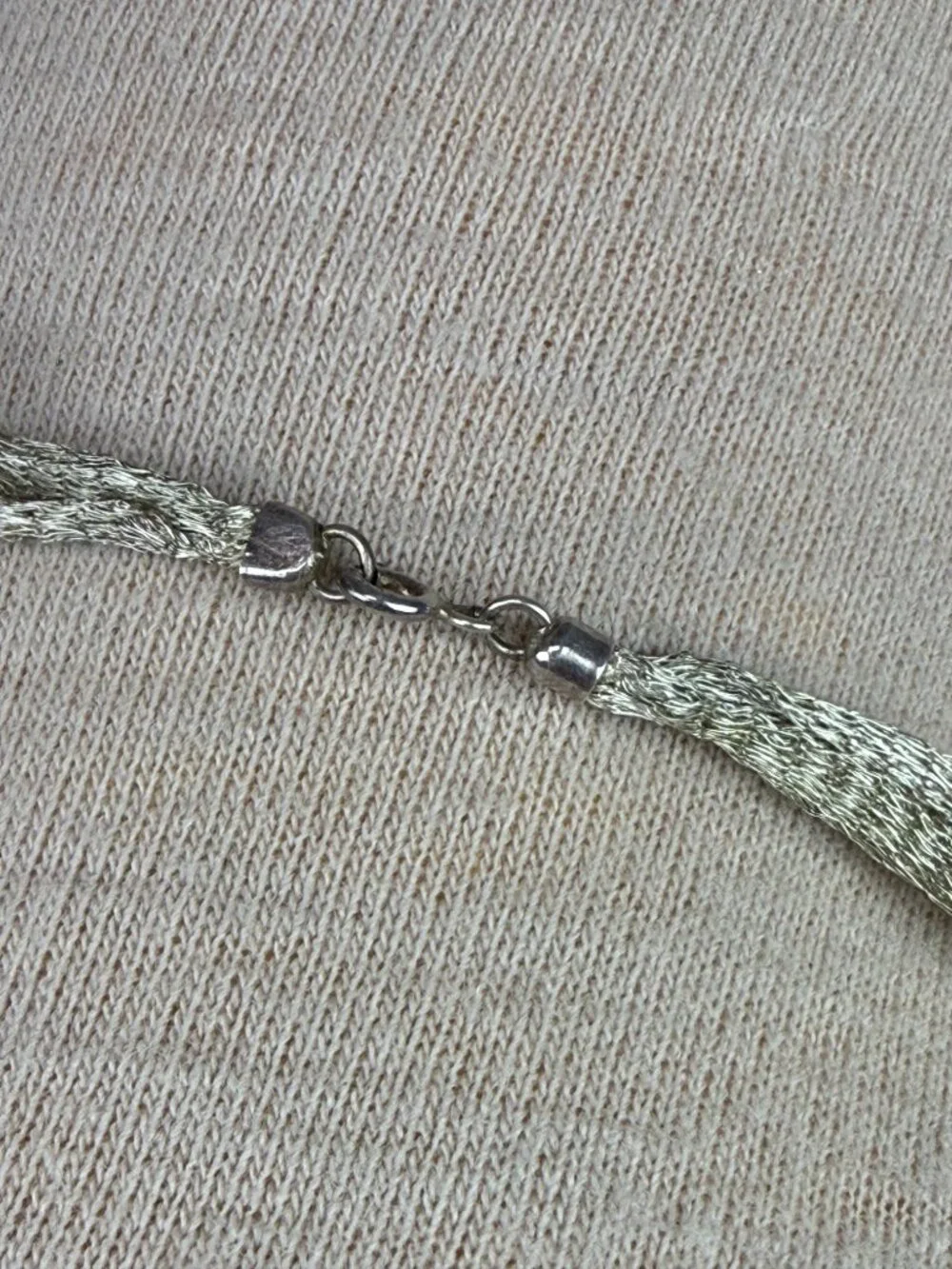 Sterling Silver Woven Mesh Wire Necklace